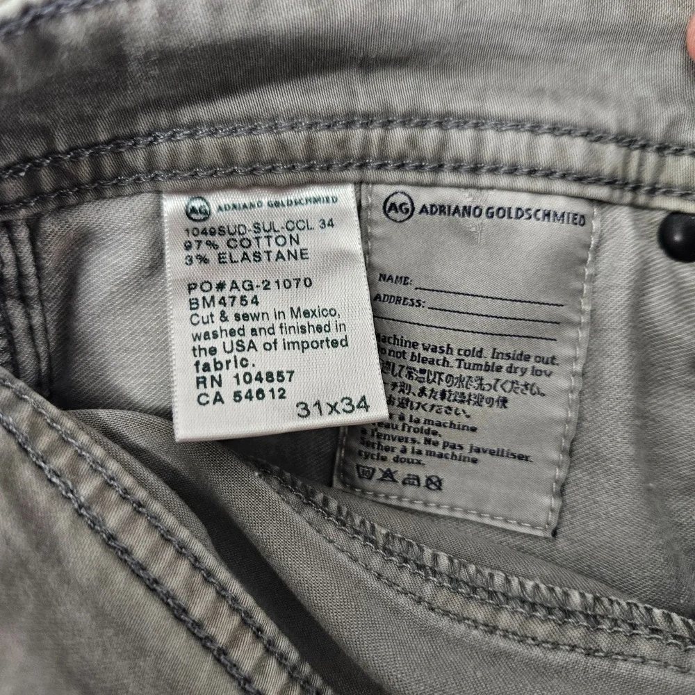 AG Adriano Goldschmied The Protege Straight leg Pants Gray‎ Size 31x34